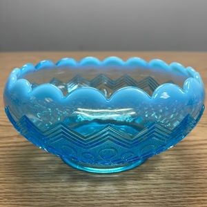 Blue Opalescent Glass Bowl